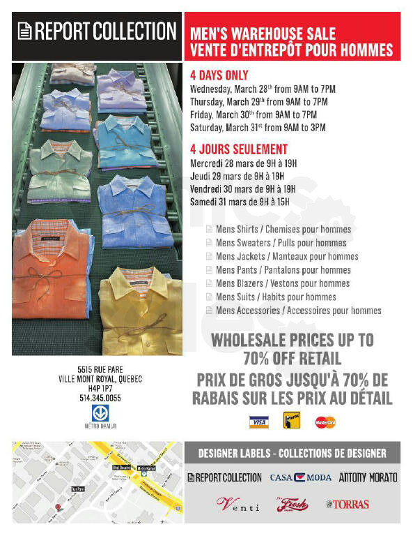 Men's Clothing Warehouse Sale up to 70 allsales.ca